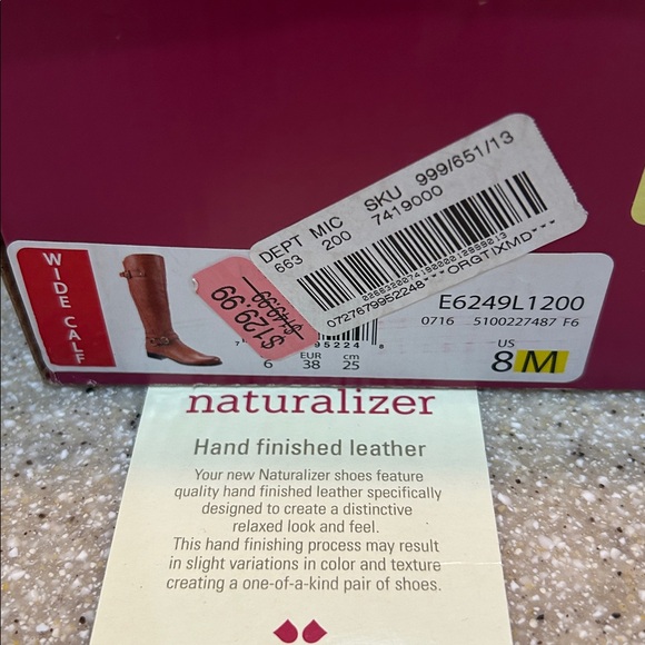 NIB WIDE CALF 8M Naturalizer Leather N5 Comfort Jodee Light Brown Riding Boots - Picture 2 of 15